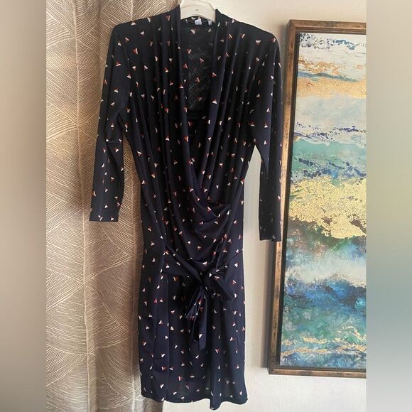 Envie De Fraise Paris pregnancy maternity Mini dress Size 8 Navy V Neck Wrap - Picture 1 of 16